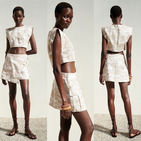 NEW ZARA LINEN CROPPED TOP - Picture 6 of 8